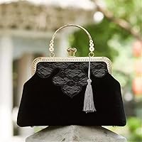 lightweight handbags,handbags for women velvet embroidery handbags for women retro side sling bags (Argento,Talla?nica)