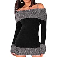 Women's Sexy Off Shoulder Sweaters Casual Loose Knitted Long Sweatshirt Fashion Side Buttons Pullover Jumper Tops