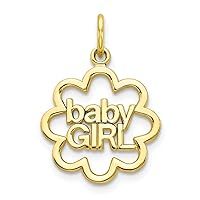 10k Yellow Gold Solid Polished Baby Girl Charm Pendant Necklace Measures 22x16mm Wide Jewelry for Women