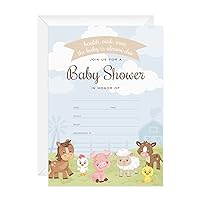 Barnyard Baby Shower Invites / 25 Cards With White Envelopes / 5