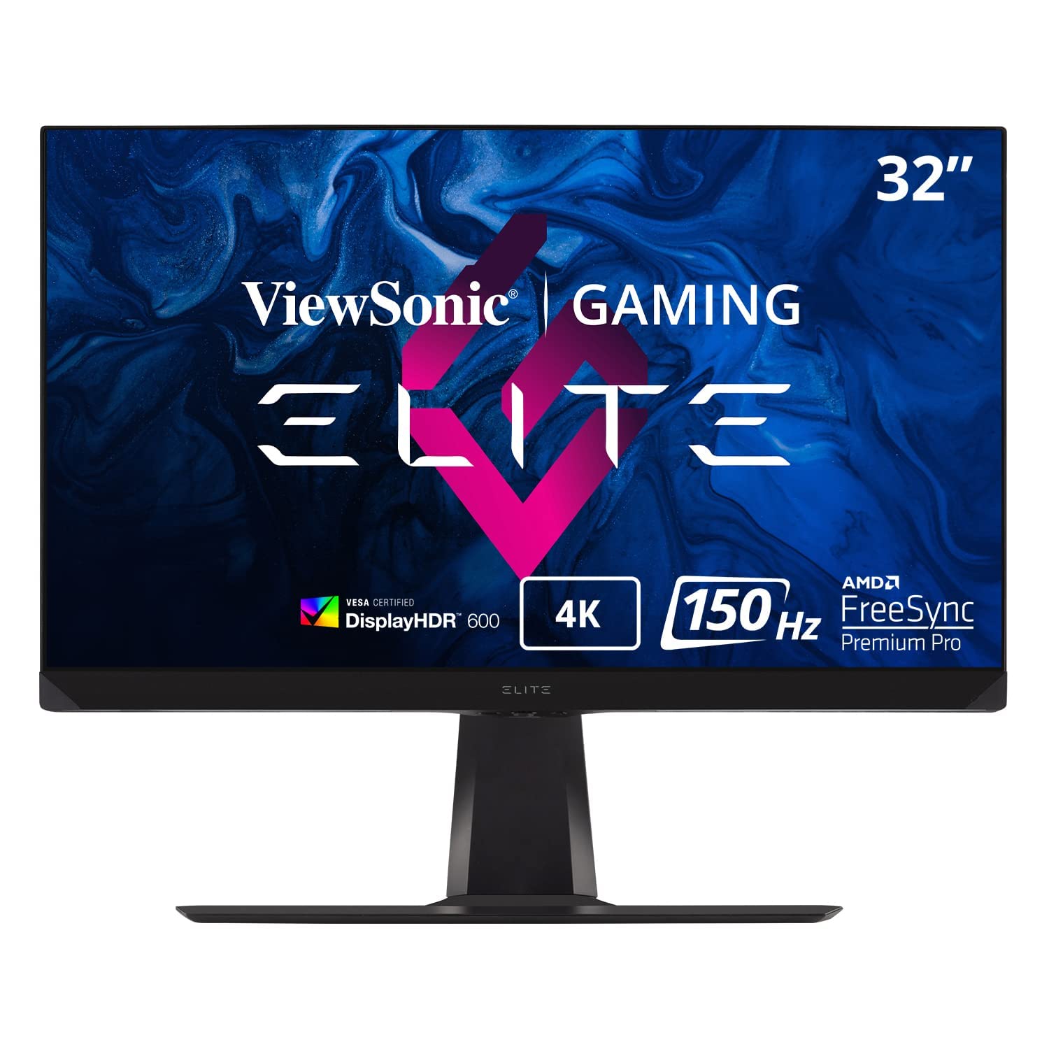 ViewSonic ELITE XG320U 32 Inch 4K UHD 1ms 150Hz Gaming Monitor with FreeSync Premium Pro, HDR 600, HDMI, DisplayPort, USB, and Advanced Ergonomics for Esports , Black