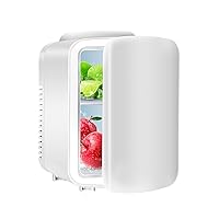 Mini Refrigerator, 4L/6 Can Portable Cooler and Insulation Fluorine Free Small Refrigerator Provides Compact Storage Space For Skincare Products, Beverages, Food, Cosmetics, and White Items (White)
