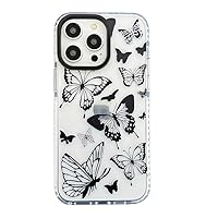 Black Butterfly Design Cute Phone Case for iPhone 14 Pro Max Cover Silicone Shockproof Bumper Protective Cases for Women Compatible with Apple 14 Pro Max - Clear