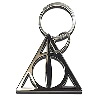 The Noble Collection Harry Potter Deathly Hallows Keychain - 2in (4.5cm) Polished Metal Deathly Hallows Symbol - Harry Potter Film Set Movie Props Gifts Merchandise, Black, 5cm (W) x 4.5cm (H), Modern