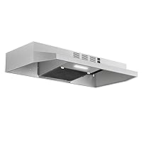 Range Hood 30 inch Under Cabinet, Stainless Steel Kitchen Vent Hood 280CFM, Built-in Kitchen Stove Hood w/Rocker Button Control, Ducted/Ductless Convertible Duct, 2 Speeds Fan, Bright LED Light