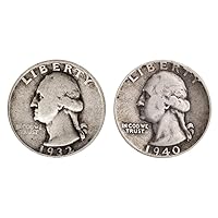 1932 - to 1963 - Count of 2-90% Silver Washington Quarters .50c Face 1/4 Seller Grade Fine or better