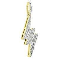 2.00 Ct Round Cut Simulated Diamond Pendant Lighting Bolt Necklace 14k Yellow Gold Plated 925 Sterling Silver