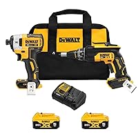 DEWALT 20V MAX XR Drywall Screw Gun and Impact Driver, Power Tool Combo Kit, 2 Batteries and Charger Included (DCK268P2)