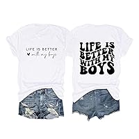 Women Letter Print T Shirt in My Senior Mom Shirt Funny Shirt Casual Short Sleeve Crew Neck Tees Fashion Summer Tops