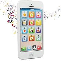 Baby Toy Phone for 12 to 36 Months Touch and Music Phone, Educational Toys & Gifts for Baby Kids Children, Play to Learn USB Recharable with 8 Functions and Dazzling LED Light (White)