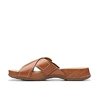 Clarks Women's Reileigh Bay Slide Sandal, Cinnamon Leather, 12 Wide