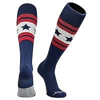 USA Banner 2 Knee High Baseball, Football, Soccer Socks - Navy, Red, White