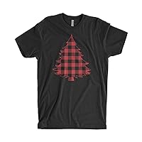 Threadrock Men's Red Plaid Christmas Tree T-Shirt