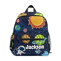 Custom Space Solar System Kid's Backpack Personalized Backpack with Name/Text Preschool Backpack for Boys Customizable Toddler Backpack for Girls with Chest Strap