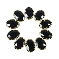 Embroiderymaterial Oval Shape Sew on Glass Crystal Stone Black Color in Flower Shape Flat Back Setting, 13X18MM, 10Pieces