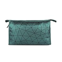 PU Diamond Print Makeup Pouch for Women Stylish Pouches for Makeup Accessories Storage Cosmetic Pouches Make up Bag for Girls (Green)