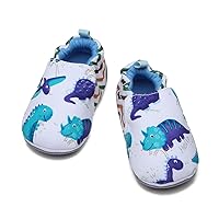 Timatego Toddler Baby Boys Girls Shoes Non Skid Slipper Sneaker Moccasins Infant First Walker House Walking Crib Shoes(6-24 Months)