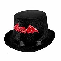 Classic Top Hat Red Bat Skull Party Hat Magician Costume Top Hat Cosplay Hat Prop