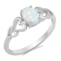 CHOOSE YOUR COLOR Sterling Silver Oval Heart Ring
