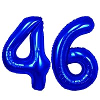 40 inch Navy Blue Number 46 Balloon, Giant Large 46 Foil Balloon for Birthdays, Anniversaries, Graduations, 46th Birthday Decorations for Kids