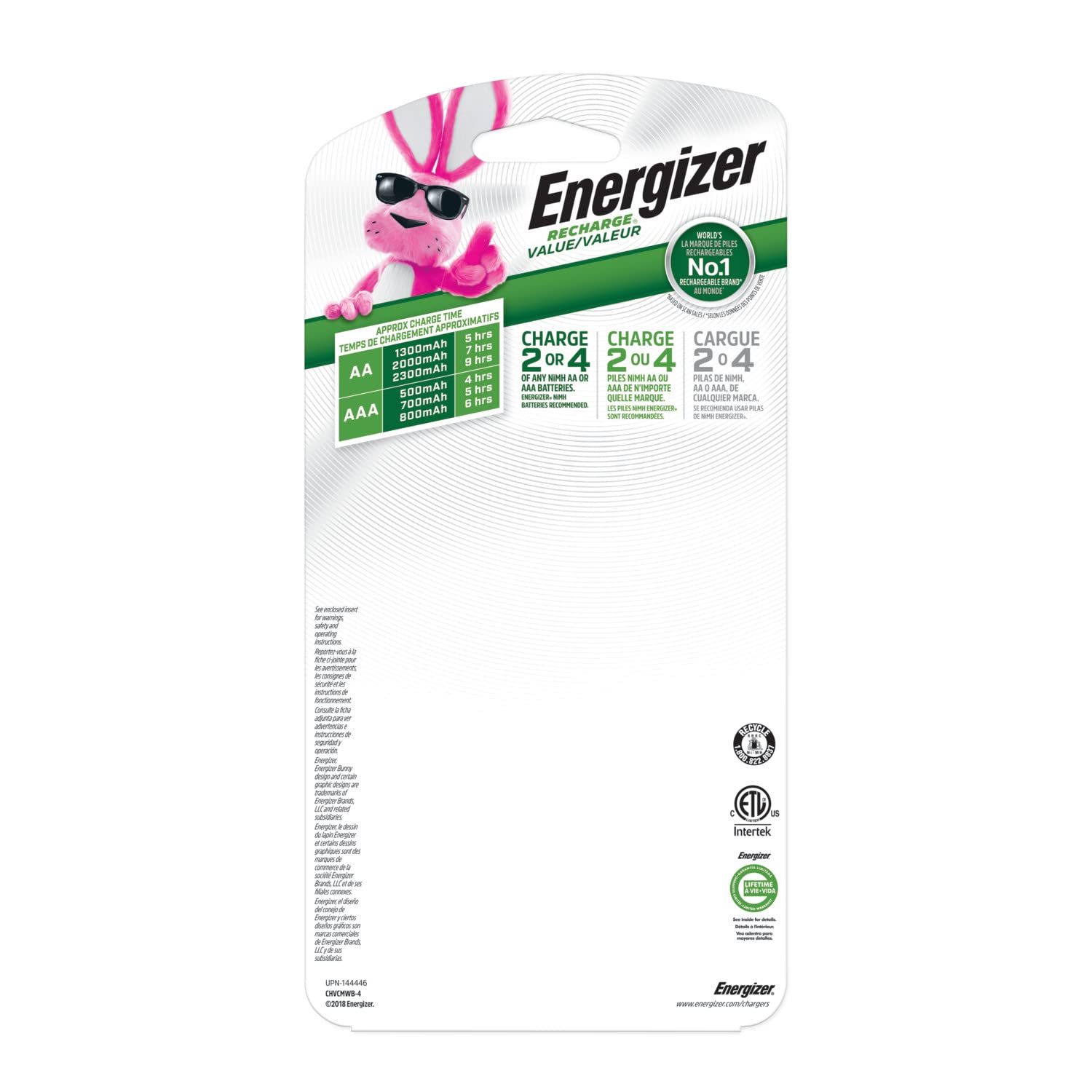 Energizer Rechargeable AA and AAA Battery Charger (Recharge Value) with 4 AA NiMH Rechargeable Batteries