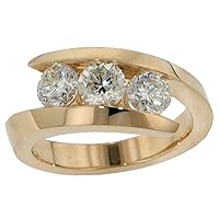 1.00 CT TW 3-Stone Channel Set Anniversary Wedding Ring in 14k Yellow Gold (F-G color, VS2-SI1 clarity) | Art Jewelry For Women