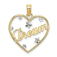 18mm 14k Two tone Gold Dream In Love Heart Pendant Necklace Frame With Floating Sparkle Cut Star Accents Jewelry for Women