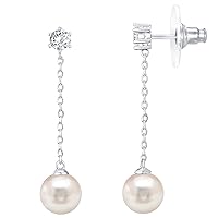 PAVOI 14k Gold Plated Sterling Silver Post Shell Pearl Drop Earrings | Pearl Earrings for Women