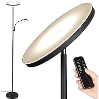 Floor Lamp,Upgraded 42W 3700LM Super Bright LED Torchiere Living Room Lamp with Adjustable Reading Light,Dimmable Modern Standing Lamp with Remote & Touch Control for Room Bedroom Office
