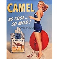 Schneider Electric 1954 Camel Cigarette Advertising Pin-Up 8.5x11 Poster Bathing Suit Clad Redhead