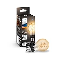 Smart 40W A19 Filament LED Bulb - Soft Warm White Light - 1 Pack - 550LM - E26 - Indoor - Control with Hue App - Works with Alexa, Google Assistant and Apple Homekit.