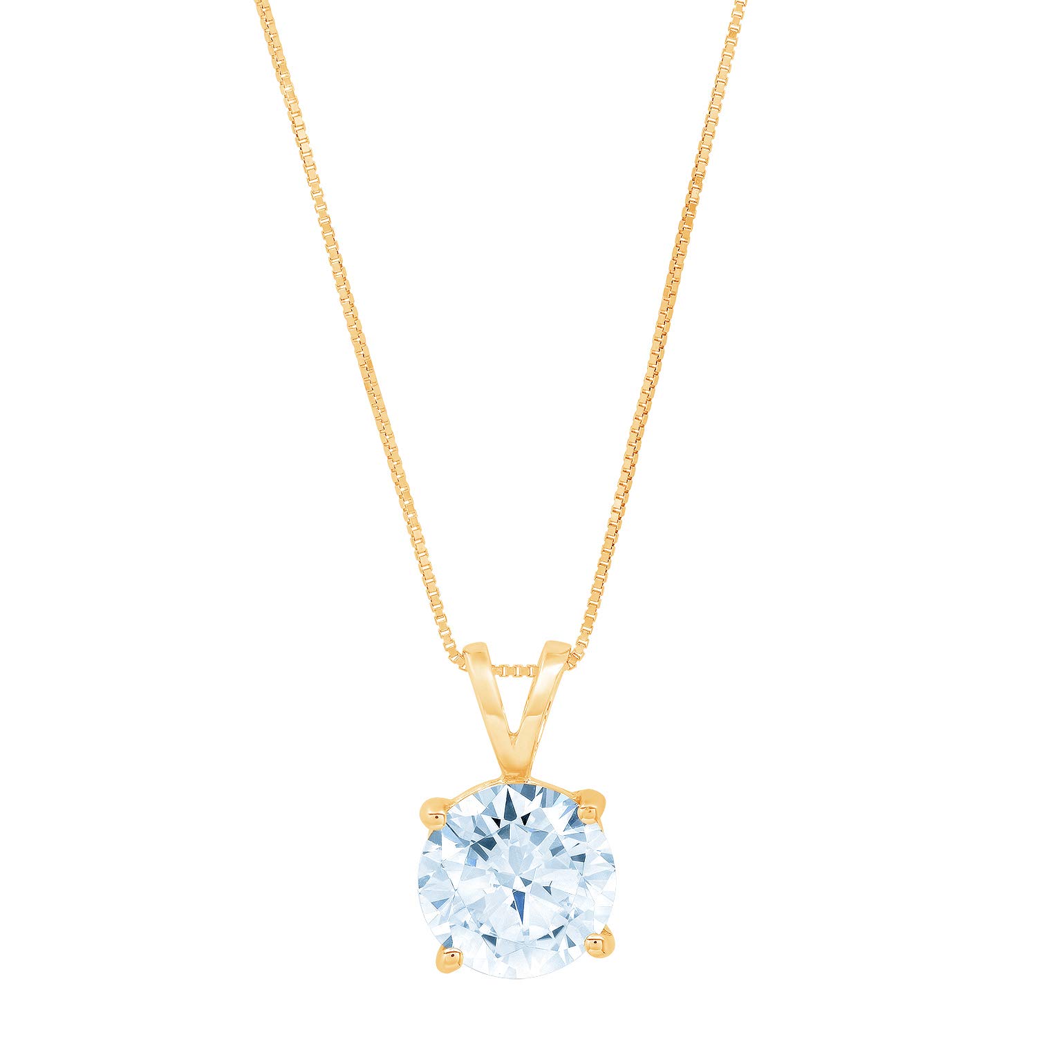 Clara Pucci 1.50 ct Brilliant Round Cut Stunning Genuine Flawless Blue Simulated Diamond Gemstone Solitaire Pendant Necklace With 18