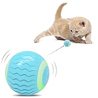 Interactive Cat Toys Ball with LED Lights, Smart 360° Automatic Rolling Kitten Toys with Type-C Charge, Best Gift for Your Cat/Kitty