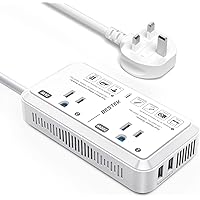 US to UK Plug Adapter 2000W Travel Voltage Converter 220V to 110V Converter with 2 USB Ports and Type G Adapter for Hair Dryer/Curling Iron/Phone for UK Ireland Scotland Hong Kong (White)