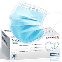 CHEERS DEVICES 3 Ply Filter Disposable Face Masks, 3 Layers Melt-Blown, Breathable Protective Soft Comfortable Elastic Ear Loop for Adult (Pack of 50)