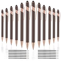 12 PCS 2 in 1 Stylus Ballpoint Pens,Pen with Stylus Tips, 1.0 mm Black Ink Metal Pen Stylus Pens for Touch Screens(12 Pens and 12 Refills)(Rose Gold & Gray)
