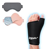 Wearable Thumb Wrist Ice Pack-Hot Cold Compress Hand Finger Ice Pack and 2Pack Gel Cooling Eye Mask, Reusable Cold Eye Masks for Sleep Hot&Cold Therapy Compress Ice Pads for Puffines