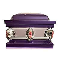 Beautiful Purple/Orchid Trimmed in Pink Casket Silver Hardware/Rose Decals Window Rose Cap Orchid Interior