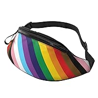 Rainbow And Transgender Pride Flag Fanny Pack For Men Women, Adjustable Belt Bag Casual Waist Pack For Travel Party Festival Hiking Running Cycling