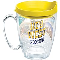 Tervis Florida - Key West Collage Tumbler with Wrap and Yellow Lid 16oz Mug, Clear