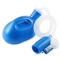 Male Urinal Portable Plastic Pee Bottle，Environmental Protection Portable Plastic Spill-Proof Urinal for Old Man，Hospital，Home，Camping，Car，Travel Urine Collector 2000ml (Blue with lengthening Tube)