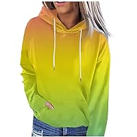 Womens Gradient Hooded Sweatshirts Fashion Drawstring Hoodie With Pocket Fall Teen Girl Daily Outfits