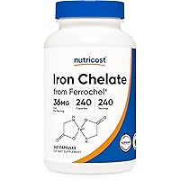 Chelated Iron, As Ferrochel, 36mg, 240 Capsules