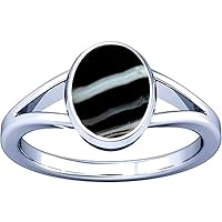 5.25-5.50 Carat Black Chalcedony Sulemani Hakik Gemstone Silver Ring For Men & Women
