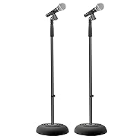 Pyle Universal Compact Base Microphone Stand - 2.8 to 5 Ft Height Adjustable Heavy Duty Lightweight Studio Floor Standing Mic Holder w/ Standard 5/8
