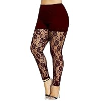 Women Sexy Leggings Plus Size Stretch Floral Lace Splice Yoga Pants Tights Clubwear