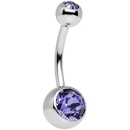 Body Candy 10 Piece Stainless Steel Assorted Colors Belly Ring Pack Created with Swarovski Crystals