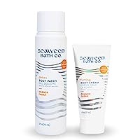Seaweed Bath Co. Body Wash and Body Cream Duo, 12 Ounce, 6 Ounce, Orange Cedar Scent, Sustainably Harvested Seaweed