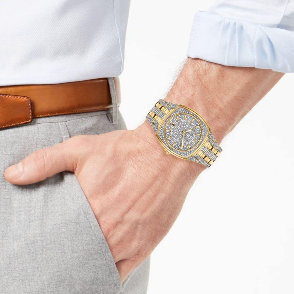 Bulova Men's Crystal Phantom 3-Hand Date Quartz Cushion Shaped Case Watch, Pave Crystal Dial, 40mm