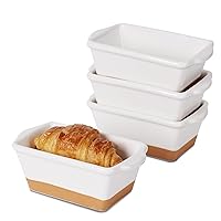 Mini Ceramics Loaf Pan Set, Set of 4 Individual Stackable Baking Bread Pan, Multifunctional Loaf Pan for Kitchen Non-Stick, 6.2-Inch